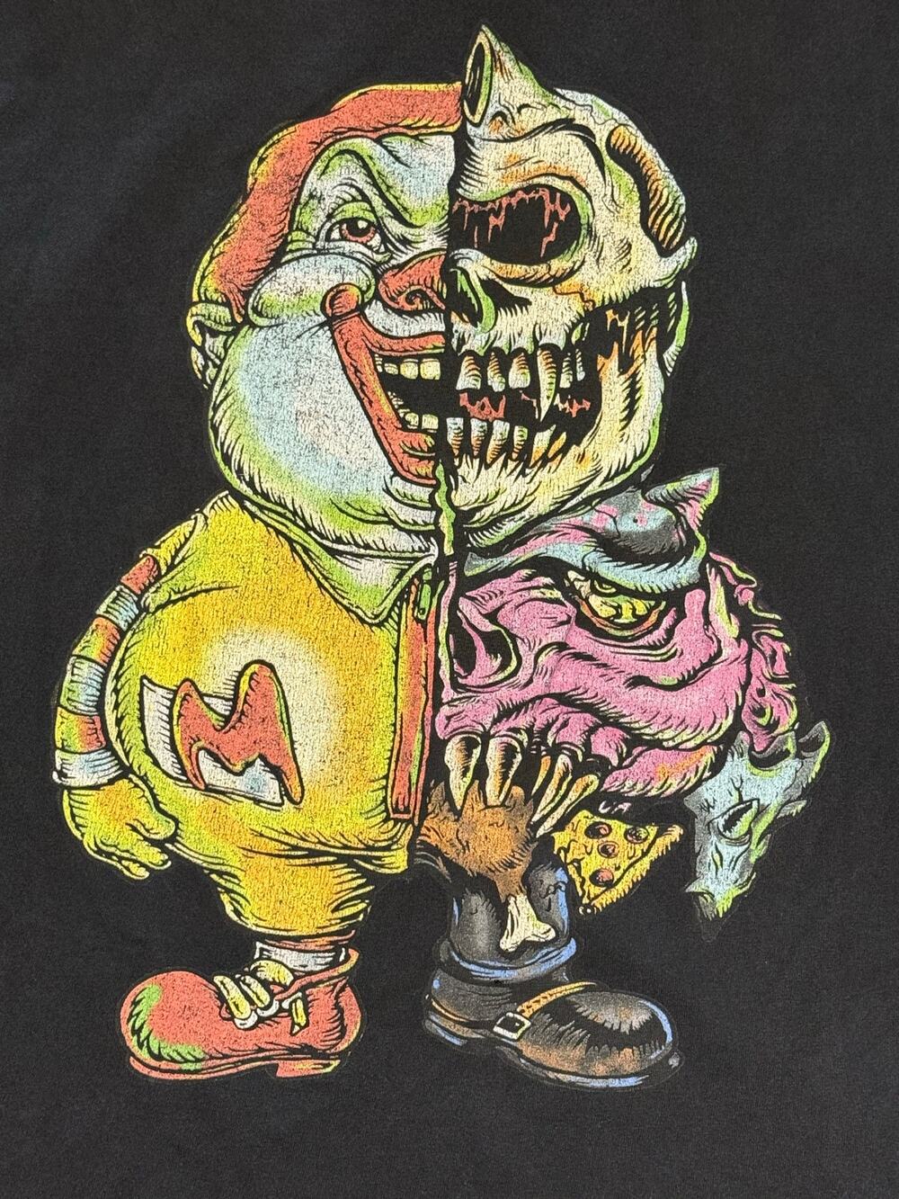 Mishka NYC x Ron English Popaganda T Shirt Mens L Black Split Face Skull Clown